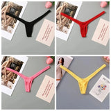 4PCS Thong Sexy Low Waist Mini Panties Deep V Thong Women's Breathable One Line Bikini Bottom Thong Female Panty Women Underwear