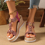 Fashion Crystal Chunky Wedges Sandals Women Elastic Band Slip On Platform Sandles Woman Luxury High Heel Sandalias Plus Size 43