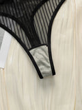 Solid color transparent lace stripe 2-piece set paired with sexy thong new women's underwear set girls Lingerie