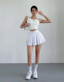 Preppy WOMENGAGA American Style Style High Waisted Slim Pleated Skirt For Women's Summer Ballet Skirt Fashion Women QI9Y