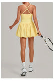 Women's Tennis Skirt Dress Sports Fitness Golf Beautiful Back Slim-fit One-Piece Training Workout Gym Anti-exposure Yoga Dress