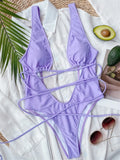 Sexy Red Swimsuit Micro String Bikini Hollow Out Backless Monokini Women One-Piece Vacation Swimwears Bikinis Beach Bathing Suit