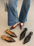 Summer Pointed Toe Women Sandals Fashion Singbacks Mules Shoes Ladies Elegant Low Heel Stripper Party Sandalias 2025