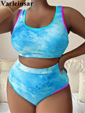 0XL - 4XL New Tie Dye Bikini Large Size Swimwear Plus Size Women Swimsuit Female Two-pieces Bikini set Bather Bathing Suit V5948