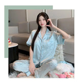 Women's padded pajamas spring and summer three-piece silk home clothes can be worn outside