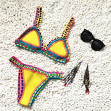 Bikini Crochet 2026 Handmade Knit Patchwork Reversible 2 Piece Swimsuit Women Halter Top Brazilian Bathing Suit Thong Swimwear