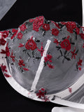 White embroidered floral lingerie set - a sexy bra and thong combination with heart-shaped decorations for ladies ZA824026