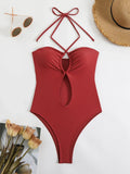 2026 Strappy Printed One Piece Swimsuit Women Sexy Hollow Swimwear Female Solid Bathers Bathing Swimming Swim Suit Beachwear