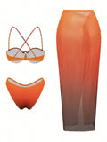 S - XL 3PCS With Skirt Underwired Bikini Female Swimsuit Women Swimwear Bather Bathing Suit Swim Three-pieces Bikini set K8080