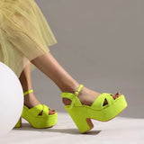 Plus Size Shoes for Women Summer Fashion Candy Colors Buckle Strap High Heel Peep Toe Wedges Sandals Casual Women Beach Shoes