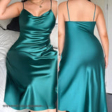 Large Size 3XL 4XL 5XL Long Nightgown Summer Female Nightwear Suspender Nightdress Lingerie Loose Satin Home Dress Loungewear