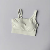 Women's Irregular Shoulder Strap Yoga Sports Bra Shockproof One-Piece Cup Running Vest for Training Fitness And Yoga