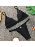 New Sexy Padded Brazilian Bikini Women Swimwear Female Swimsuit Two-Pieces Bikini Set Solid Bather Bathing Suit Swim Lady V64A