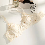 French Triangle Bra Small Bust Rabbit Ear Cup Anti-Protrusion Wirefree Comfort Summer Thin Lace Push Up Gathering Bralette S-XL