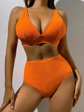 2026 Triangle High Waist Bikini Solid Strappy Swimwear Female Sexy Swimsuit Women Bathers Bathing Swimming Swim Suit Beachwear