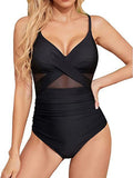 S - XXL Sexy Mesh See Through Women Swimwear One Piece Swimsuit Women's Swimwear Ruched Push Up Bathing Suit Swim Beach Wear