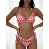 Printed Halter Bikini Female Swimsuit Women Swimwear Two-Pieces Bikini Set High Leg Cut Strappy Bather Bathing Suit Swim V8176