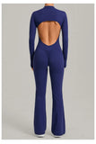 Women's Seamless Yoga Jumpsuits Sports Fitness Gym One-piece Long-sleeves Hip-Lifting Beauty Back Workout Training Bodysuits