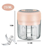 250/100ML Garlic Mincer USB Charging Powerful Mini Electric Garlic Chopper Portable Garlic Crusher Kitchen Food Chopper Unisex