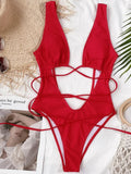 Leopard Deep V Neck Wrap Around High Cut Women Swimwear One Piece Swimsuit Female Monikini Tummy Cut Out Bathing Suit Swim Lady