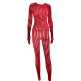 FDYOUI Sexy See-through Bodysuit Women's Long Sleeve Night Club Overalls Black Streetwear Lady Chic One Piece Party Jumpsuits