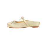 BIGTREE Satin Bow With One Strap With Shallow Mouth Half-Tugging Women's Hollow Inner Heightened Round-Head Sandals Comfortable