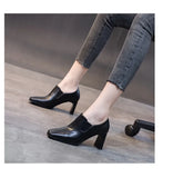 Botas Femininas Women Fashion Square Toe Chunky High Heels Ankle Boots Lady Casual Leather Autumn Short Boots Botas De Mujer