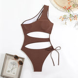 Cut Out Asymmetric One Shoulder One Piece Swimsuit Women Swimwear Female Monokini High Cut Bather Bathing Suit Swim Beachwear