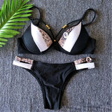 Leopard Splicing Bra Cup Bikini Women Swimsuit Female Swimwear Two-pieces Bikini Set Push Up Bather Bathing Suit Swim Beach Wear