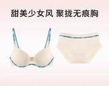 Wireless Non Padded Bra Set for Small Bust Seamless Comfort Bralette & Briefs Pure Elegant Ladies Intimates Teen Girls Underwear