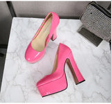 2022 New Model Catwalk Show 14CM High Heels Women's Banquet Party Round Toe Wear Single Shoes Large Size Women's Shoes 35-46