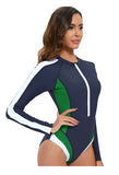 Long Sleeved Sun Protection One-piece Sports Swimsuit for Women High Elasticity Slim Zipper Sports Bikini Monokini Surfing Suit