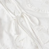 Foridol Heart Embroidery White Cotton Women Blouse Bowknot Spring Summer Lantern Sleeve Casual Shirt V Neck Loose Chic Blusa