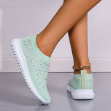 Women's Slip-On Crystal Sneakers 2025 Breathable Mesh Plus Size 35-43 Casual Flats Women Comfort Soft Sole Running Walking Shoes