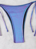 Sexy Shiny Silver Bikini Set Women Push Up Micro Swimsuit 2025 Brazilian Beach Bathing Suit Tie Side Thong Swimwear Biquini