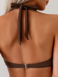 Sexy Mesh Skirt 3 Piece Swimsuit Women Coffee Metal Circle Push Up Thong Bikini Set 2026 Brazilian Beach Bathing Suit Swimwear