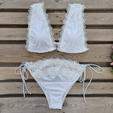 New Halter Bikini High Leg Swimsuit Swimwear Women Deep Back Two-Piece Separates Bikini Sets Strappy Bathing Suits