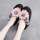 Bohemia Style Flower Platform Flip Flops For Women Summer Shoes Thick Sole Light Weight Girls Home Beach Slippers Wedge Sandals