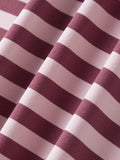 Women's Summer Striped Short Outfits Casual Stylish Short Sleeve Tee Tops and Shorts 2 Pcs Sets Daily Casual Sporty Loungewear