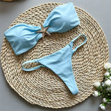 New Metal Star Bandeau High Cut Thong Bikini Women Swimwear Female Swimsuit Two-Pieces Bikini Set Bather Bathing Suit Swim V6422