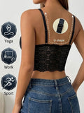 Women's Sexy Floral Lace Bralette Push Up Crop Cami Top Mesh Unlined Wireless Bra Comfortable Female Lingerie Underwear