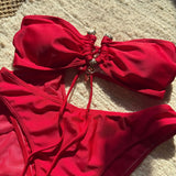 DEKA U Bandeau Bikinis Set Mujer Strapless Swimwear Sexy Women 3 Piece Swimsuit Bathing Suit Biquinis Brazilian Bikini
