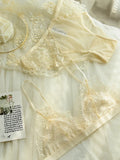 MOYISU French Style Sexy Embroidered Lace Bra Set - No Underwire Triangle Cup Small Breasts Underwear for Big Breasts Women