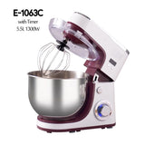 SUNATUR 5.5L Stand Mixer 1300w Planetary food Processor Timed dough kneader electric kitchen blender cream whipper Filling Mixer