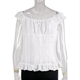 Phantasy Y2K Women Tops White Lace T-Shirt Button Tees Vintage French Style Tops 2025 Spring Summer Tops Female Streetwear