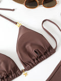 Halter Triangle String Bikinis 2026 Women Sexy Swimsuit Solid Stars Swimwear Female Bathers Bathing Swimming Swim Suit