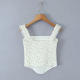 New French Casual Pure Desire Style Sexy Lace Sweet Spicy Girl Floral Print T-Shirt Backless Deep V Suspenders Sleeveless 8RXP