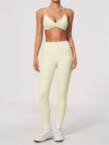 New Yoga Suit Women Color Blocked V-neck I Shape Sports Bra Fitness Clothes Summer Tight Running High Waist Leggings Tracksuit