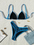 Sexy Leopard Print Bikini 2 Piece Set Women Laced Up Split Swimsuit Low Waist Beachwear 2025 New Summer Swimwear Bikinis Set