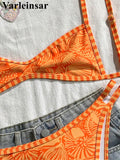 S - XL Printed Bikini Female Swimsuit Women Swimwear Two-Pieces Bikini Set High Cut Leg Brazilian Bather Bathing Suit Swim V8148